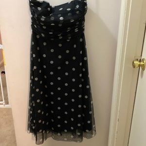 Polkadot strapless midi dress